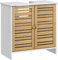 HOMCOM Meuble sous Vasque Meuble de Salle de Bain 2 Portes avec étagère réglable Armoire de Rangement pour lavabo 60 x 30 x 60 cm en Bambou Naturel et Blanc
