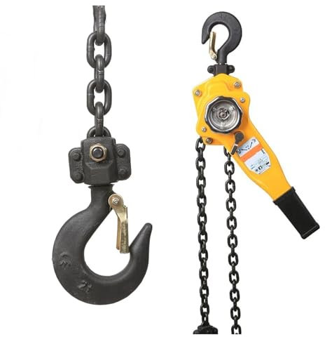 BADIKA Handkettenzug-Motor 1,5 Tonnen Kettenzug mit Hebelzug, 6 m Tragkraft, manueller Kettenzug, Anschluss in Industriequalität for Hebehaken