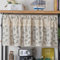Skcess 1PCS Fenstergardine Beige Grün, Polyester Baumwolle Vorhänge Halbtransparent Blätter Mit Spitzenrand Kurze Vorhänge 150X94CM