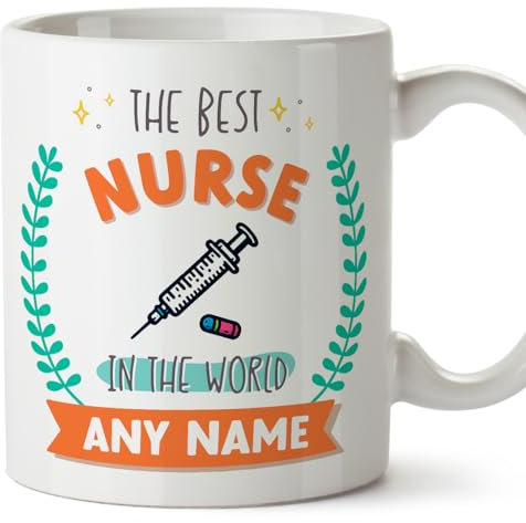 MUGFFINS Nurse Mug - in English - World's Best - with Doodle - Funny Gift for Colleagues - Ceramic 11oz Mug
