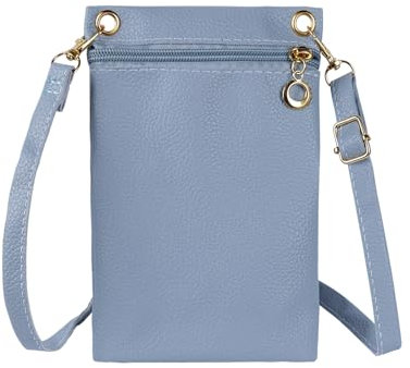 XSDSLS Pochette Téléphone Portable Femme,Mini Pochette pour Téléphone Portable en Cuir PU,Sac Téléphone Portable Bandoulière Réglable,Petite Sacoche pour Téléphone Portable pour Femmes (Bleu Ciel)