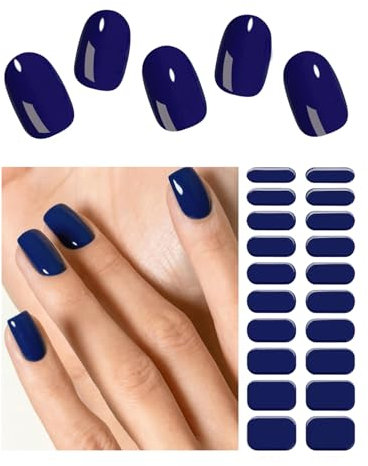 Wahrshei UV Gel Strips | 20 pcs Classic Blue Nagelfolie Selbstklebend | Nagel Gellack Wraps