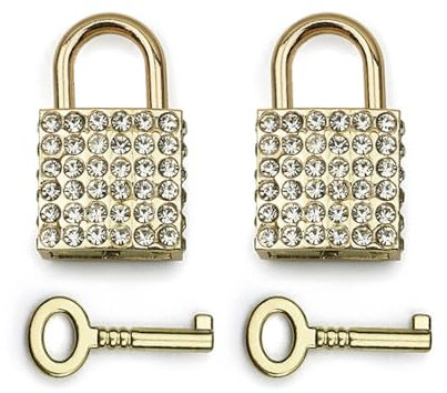 2-Pack Bling Square Padlock Mini Square Lock Decorative Padlock Luggage Accessory Handbag Charm with Key for Jewelry Box Diary (Gold)