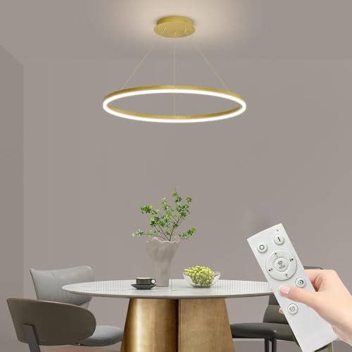 Mikeru Moderne Runde Esszimmer-Pendelleuchte, ø40CM Deckenleuchte, dimmbar von 10%-100%, 3000-6000K Wohnzimmerleuchten mit Fernbedienung, Deckenbeleuchtung, Hängeleuchte für das Wohnzimmer