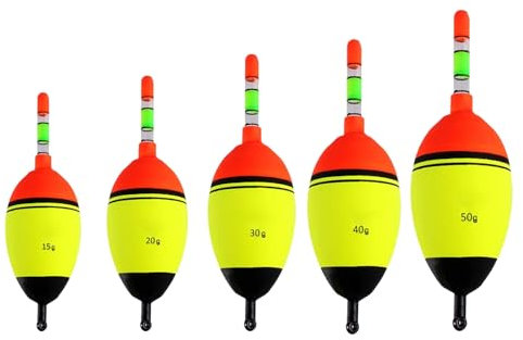 Angeln Bobber Float,Posen Angeln Schwimmer,Angelposen-Set,15g,20g,30g,40g,50g,5 Stück Angelposen Und Bobbern,Leuchtend Angeln Schwimmt Posen Set,Posen Angeln Set,Angelposen Angeln Schwimmt Set