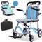 WEYRAL Rollstuhl Faltbar Leicht (blau), nur 9kg, Transportstühle ultraleicht faltbar, bequeme Rollstühle für Erwachsene, Reiserollstühle für Erwachsene
