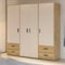 Forte Jupiter Kleiderschrank 200 210, Schrank mit 4 Drehtüren und 4 Schubladen, Kaschmir/Beige, Sand/Mauvella Eiche Dekor, 205,9 cm breit, 200,1 cm hoch, 52,7 cm tief