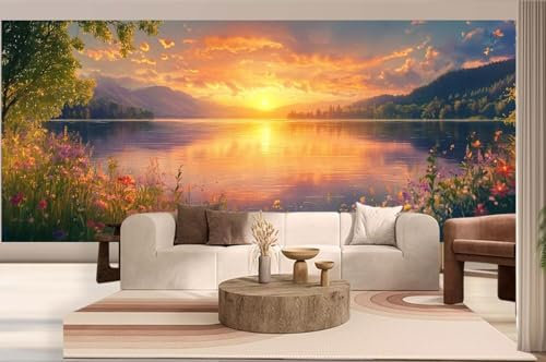 Diamond Painting Sonnenuntergang Malen Nach Zahlen Erwachsene Landschaft Diamant Painting Bilder Kinder, 5D DIY Crystal Arts Basteln Erwachsene Puzzle Bilder Kreativ Set, Home Deko 40 x 90 cm h741