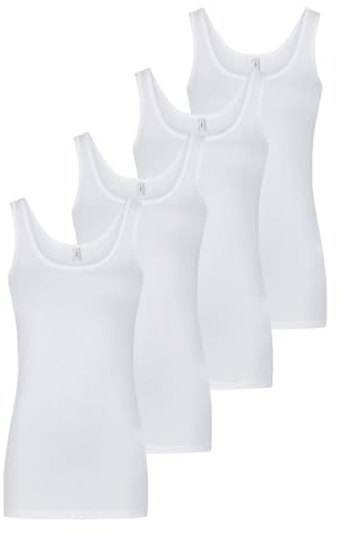 ONLY Tank Top Damen Baumwolle Stretch Slim Fit Onllive LUV 4er Pack Set Basic Shirt Rundhals Trägershirt Ärmellos Oberteile Einfarbig, Größe:M, Farbe:Pack 2