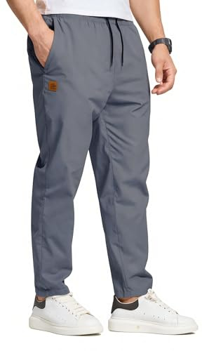 JustSun Mens Trousers Casual Smart Trousers for Men with Elasticated Waist, Suitable for Daily Casual Wear Denim Blue XL