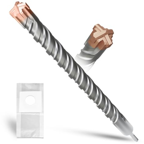 METOTY SDS Plus Hammer Drill Bit 35mm×460mm, with 4 Carbide Cutting Edges, Head with Coating, Masonry Drill, Hammer Drill, Concrete Drill, for Stone, Concrete, Natural Stone, Brick Wall