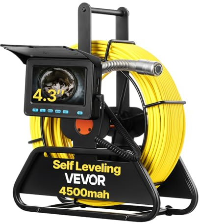 VEVOR Telecamera per Fognatura 50 m, Endoscopio Industriale con Schermo HD 1080P, Telecamere Idrauliche a Serpente Impermeabili IP68 con 12 LED e Scheda da 16 GB per Tubi di Condotta Fognaria