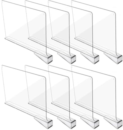 Bosiyrggrl 8Pcs Shelf Dividers for Closet Organization, Closet Shelf Organizer Closet Separator for Shelves Clear Shelf Dividers