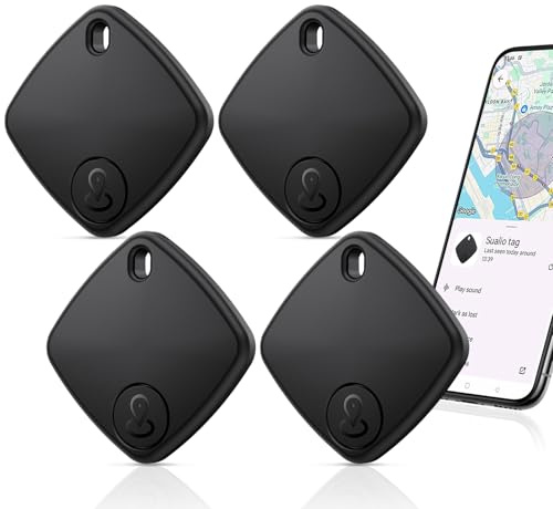 Air Traceur Android,Air Trackers Tag Lot de 4 Smart Traceur GPS pour Android,Localisateur D’Objets Bluetooth Traceur Clé Fonctionne avec l’app Google Find Hub pour Portefeuilles/Valises/Bagages