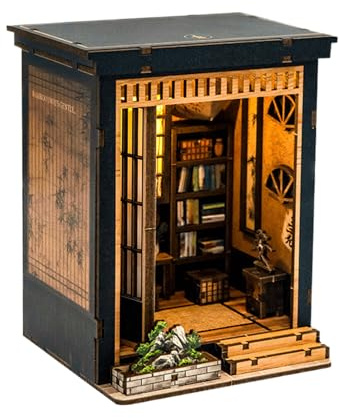 Mini Corner Book Building Set - Wooden Craft Pavilion DIY Inspired Traditional Japanese Design Handmade Building Toy Detailed Display