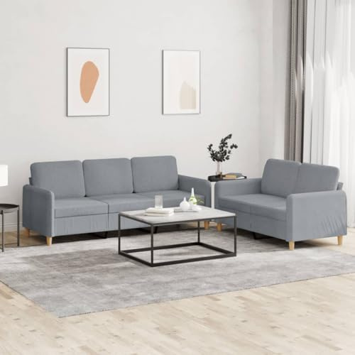 mtlskopl Zweisitzer & Dreisitzer Sofagarnitur hellgrau 138/198 x 77 x 80 cm Stoff Modernes Polstergarnitur Klappbar für kleines Wohnzimmer Balkon oder Jugendzimmer
