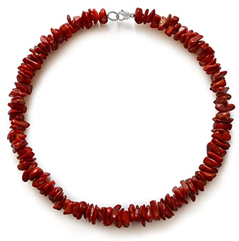 Vifaleno Korallen Halskette, Rote, 8-13 mm, Edelstahl Karabinerverschluss, 43 cm – Natürlicher Schmuck für Damen