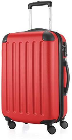 Hauptstadtkoffer - Spree - Handgepäck Hartschalen-Koffer Trolley Rollkoffer Reisekoffer, 4 Doppel-Rollen, 55 cm, 42 L, Rot