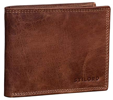STILORD 'Antonio' Brieftasche Leder RFID und NFC Schutz Portemonnaie Herren Geldbörse Geldbeutel Portmonee Etui EC-Kartenfach Vintage Echtleder, Farbe:Cognac - antik