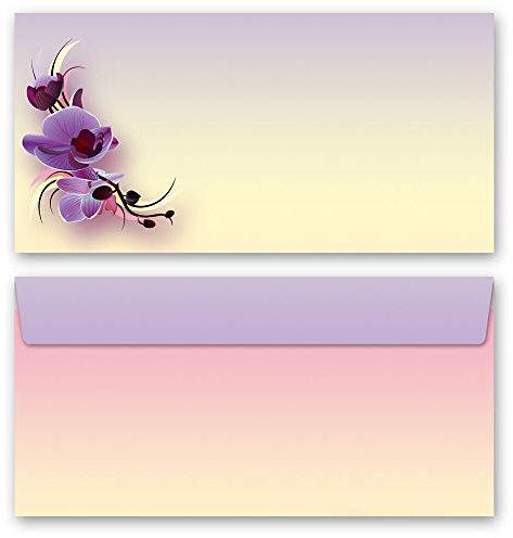 Briefumschläge ORCHIDEENBLÜTEN Blumen & Blüten 50 Briefumschläge (ohne Fenster) DIN LANG (220x110 mm) | Paper-Media