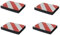 Self-adhesive, Thick Rubber Foam Bumpers, for Protection of the Walls and Car Doors, dimensions 9.4x7.1x1.2 (24x18x3 cm), with Reflective Strips Red-White (Pack of 4 pcs)