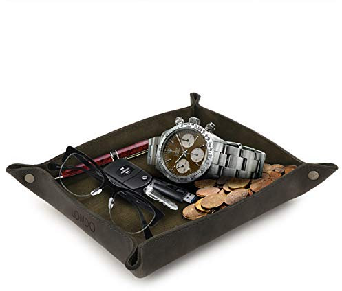 Londo - Vide Poche en Cuir Véritable - Boîte de Rangement Pratique pour Portefeuilles, Montres, Clés, Pièces de Monnaie, Téléphones Cellulaires et équipement de Bureau