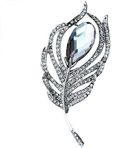Frauen Legierungs-Brosche Pfau-Feder-Brosche Kristall Chest Pin Strass Mantel Brosche Bekleidungszubehör