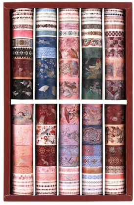 Lychii 100 Rouleaux Washi Tape Set, Multi-Pattern Washi Tape Ruban Adhésif Papier Décoratif Masking Tape pour Bricolage, Journal, Planificateur