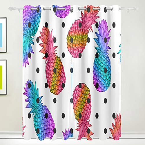 Montoj Sommerferien Palmen Sonne Meer Muster Fenster Vorhänge Raum Verdunkelung Thermoisoliert Ösen Verdunkelungsvorhänge für Schlafzimmer (2 Paneele, B 107 x L 160 cm) 72x55inx2pcs 1