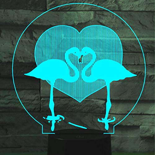 Jinson well 3D Flamingo Lampe optische Illusion Nachtlicht, 7 Farbwechsel Touch Switch Tisch Schreibtisch Dekoration Lampen mit Acryl Flat ABS USB Kabel Spielzeug
