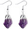NICEWL Frauen Unregelmäßige Natürliche Amethyst Stein Ohrring,Retro-Stil Geometrie Kristall Quarz Dangler,Handgemachte Edelstein Ohr Ohrstecker Aussage Schmuck