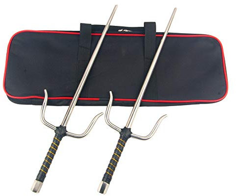 Superdo Octagon Metal Artes Marciales Sai Multi Tamaño (Negro y Plata) (Plata, 19 pulgadas y Caja)