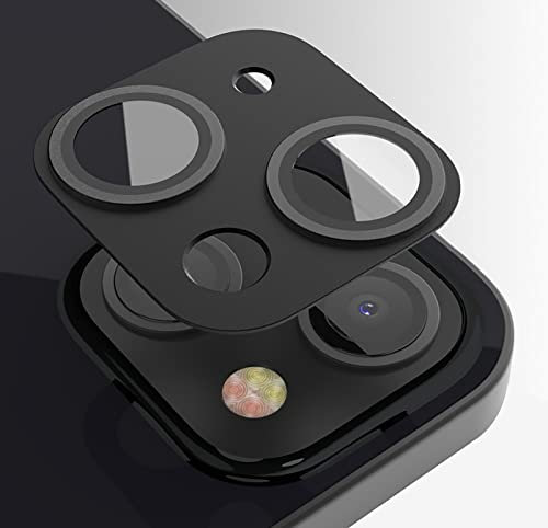 GIOPUEY Kamera Schutz für iPhone 13, iPhone 13 Mini Glas Schutzfolie Kamera [2 in 1 Material] Metallbordüre + Schutzglas - Black