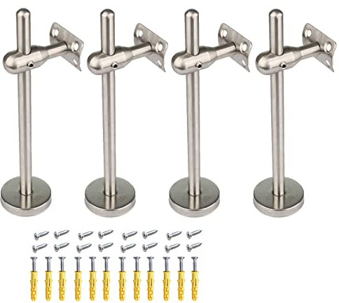 PHASFBJ 4 STÜCKE Hochleistungs-Treppe Handlauf Halterung, Edelstahl, Poliert, Silber, Geeignet Für Handlauf Aus Rundholz/Edelstahl/Aluminium, Length 200mm, Curved Plate