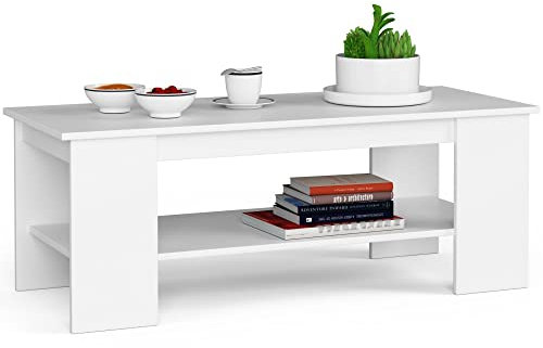 AKORD Couchtisch Holz | Kami 120 x 45 x 50 cm | Schrank für Wohnzimmer | Schlafzimmer Schrank | Minimalistisch Modernes Design | Laminatplatte 16 mm Farbe Weiß
