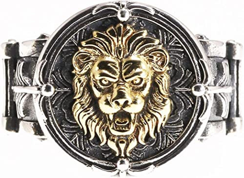 fikujap Ring Ringe Bijouterie Sterling Silber Herren Löwen Ring Retro Punk Retro Lokomotive Ring Herren