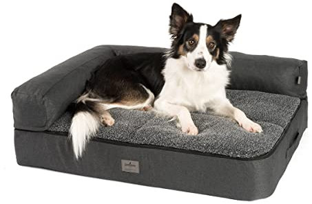 JAMAXX® orthopädisch 4-in-1 HundeSofa Hundebett Memory Visco Matte, Kissen mit Extra-dicker Polsterung abnehmbar, Wechsel-Bezug, Waschbar PDB3015 (XL) 110x80x10 braun ECO Matratze H10cm grau anthrazit