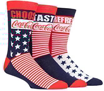 Coca-Cola Homme Étoiles et rayures Chaussettes en coton Paquet de 3 Multi 39-45