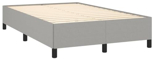 vidaXL Polsterbett, Bett Bettgestell mit Lattenrost, Schlafzimmerbett Doppelbett mit Stützbeinen, Bettrahmen Schlafzimmermöbel, Hellgrau 120x200cm Stoff