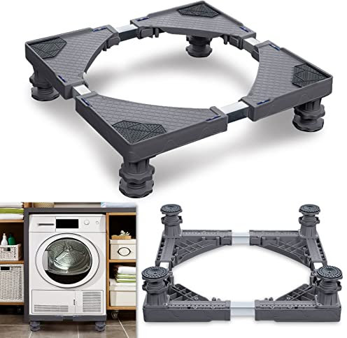 Yznahre Waschmaschinen Untergestell, 45-75 cm Verstellbare Waschmaschine Sockel - Unterschrank Beweglich für Kühlschrank Trockner Waschmaschine - 4 Füße, Gray