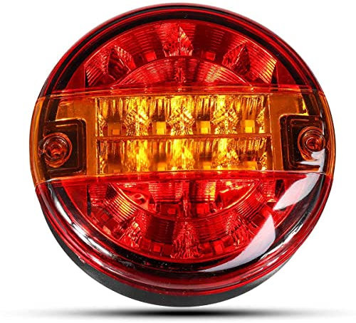 VVEDIK 12V-24V Rücklicht Hinten Bremslicht Blinker Lampe Runde Hamburger Birne Passend Für PKW LKW LKW Van Trailer 3 Funktionen