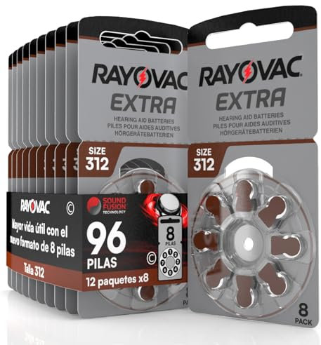 96 Batterie Per Apparecchi Acustici Rayovac Extra Advanced 312. 12 Blister da 8 Pile