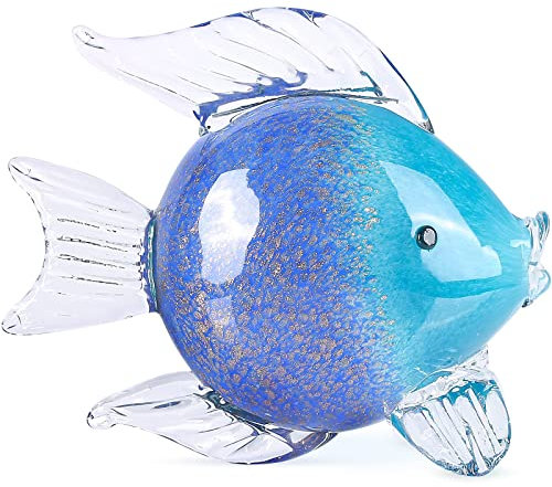 oliruim Estatua de peces de cristal tropical de color para decoración de escritorio del hogar (WA-7)