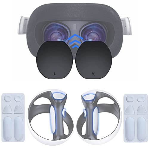 Miimall Griffabdeckung Kompatibel mit PS5 VR 2 Silikonpad + Brille Staubschutz, Staubdicht Schutzabdeckung VR2 Gamepad Anti-Rutsch Weiche Silikon Pad für Playstation VR2 Controller