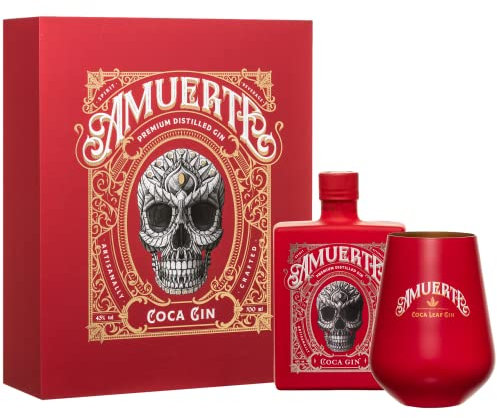 Amuerte Coca Leaf Gin Rot Geschenkbox mit Gläsern