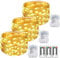 3 Pack Fairy Lights Battery Operated with Remote, 10M/33FT 100LED String Lights Battery Powered Outdoor Indoor IP65 Waterproof, 8 Modes Copper Wire Twinkle Lights for Bedroom Gazebo Christmas Decor