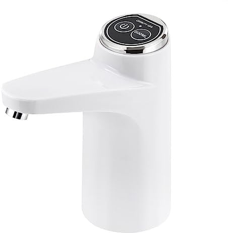 Elektrische Wasserflaschenpumpe, Tragbar und Wiederaufladbar, Automatischer Wasserspender für Zuhause, Büro, Küche und Camping (Weiß)