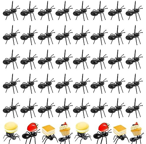 DOYUKY 48 Piezas Tenedor de Frutas de Hormigas, Tenedor de Frutas para Niños en Forma de Animales, Mini Hormiga Tenedores Decorativos, para Bocadillos Fruta Postre Fiesta Decoración de Bento