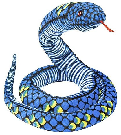 NICEYEA Simulation Schlange Spielzeug Pythonpuppe Kreativer Plüsch Schlange Realistische Schlange Streich Spiel Handpuppe Spielzeug für Tricky Aprilscherz Halloween Spielzeug (Blau 2,8 Meter)