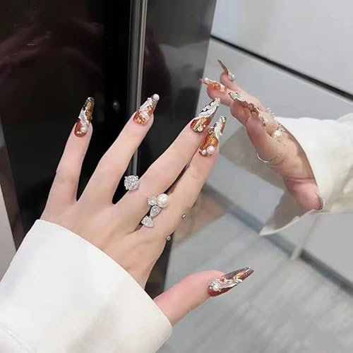 Nagelpflaster zur Temperamentverbesserung, neue explosive Version von handgefertigter, individueller High-End-Nagelkunst, Luxus und Adel, tragbare Nagelkunst, pures Verlangen (10er-Packung) ( Size : S